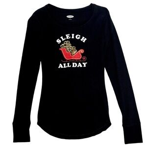 Old Navy Black 'Sleigh All Day' Long Sleeve Tee